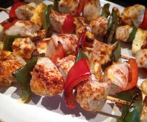 Chicken, halloumi, and paprika skewers