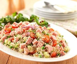Spam salad with pine nuts and couscous
