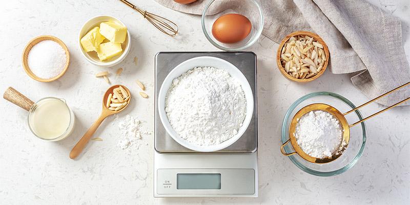 Weighing ingredients in the kitchen